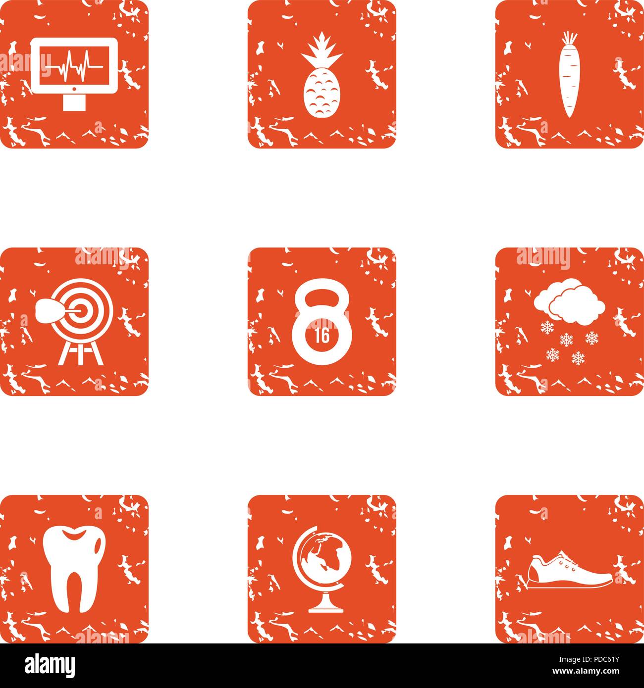 Robust icons set, grunge style Stock Vector