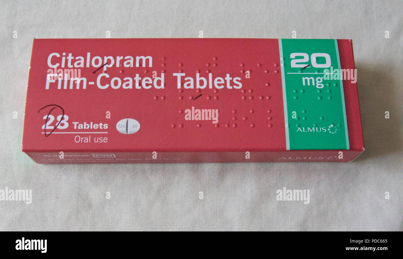 Citalopram is a type of antidepressant known as an SSRI (selective serotonin reuptake inhibitor) which is used to treat depression. Stock Photo