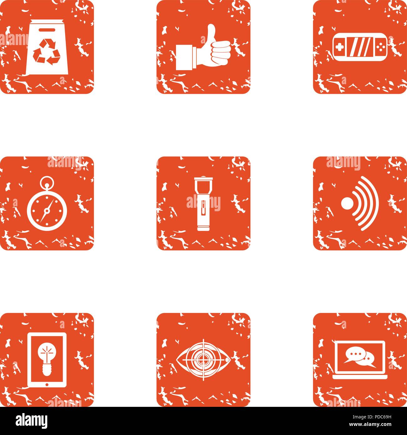 Excellent science icons set, grunge style Stock Vector