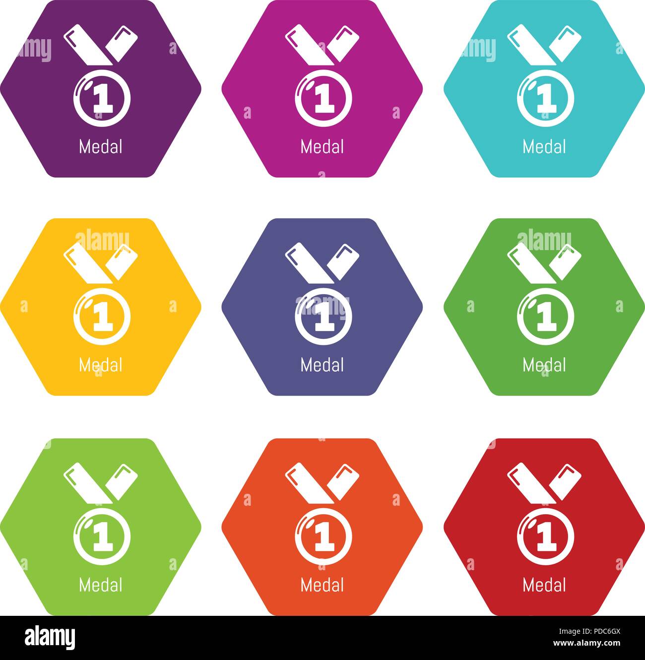 Medal icons set 9 vector Stock Vector