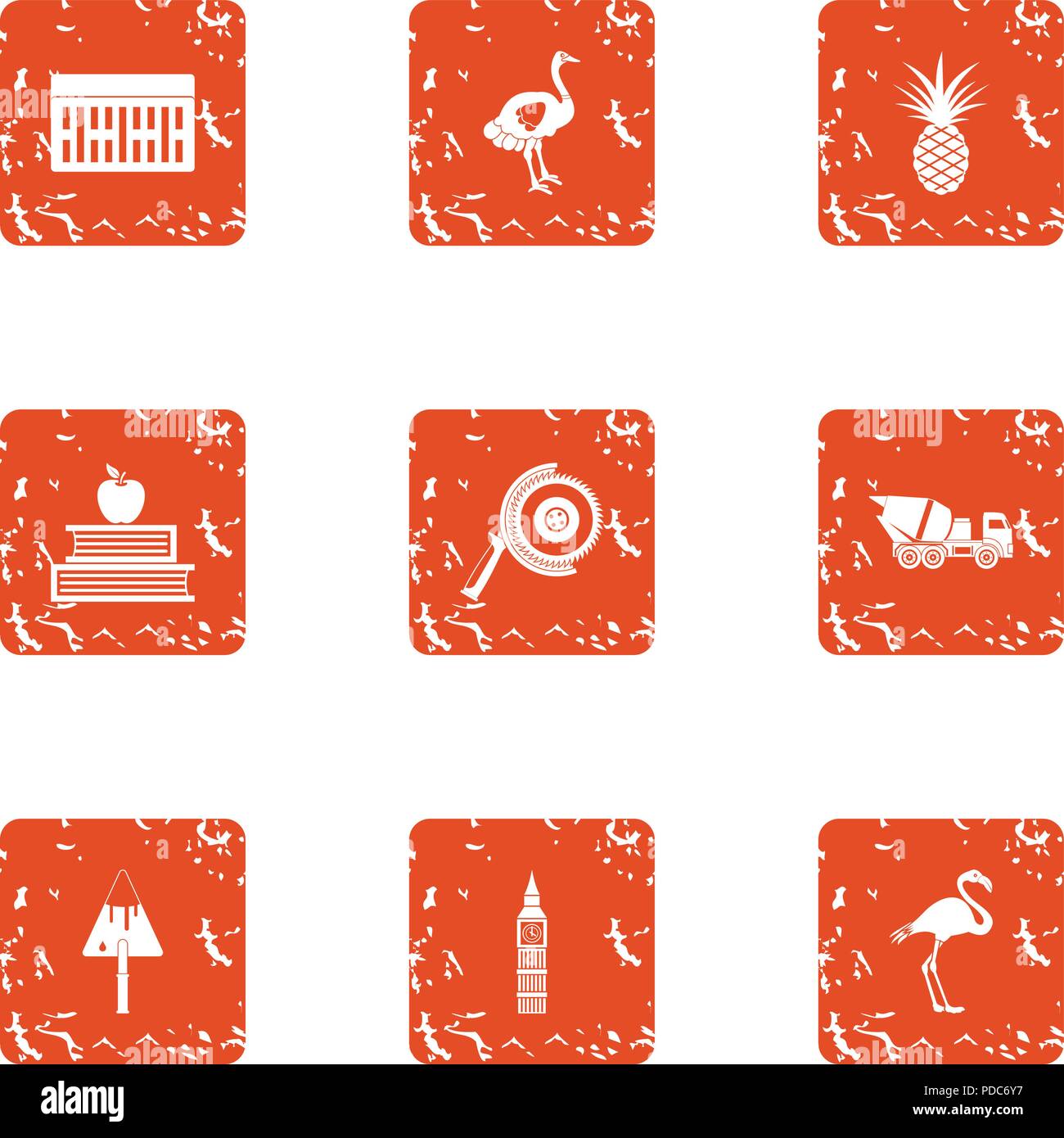 Cognition icons set, grunge style Stock Vector
