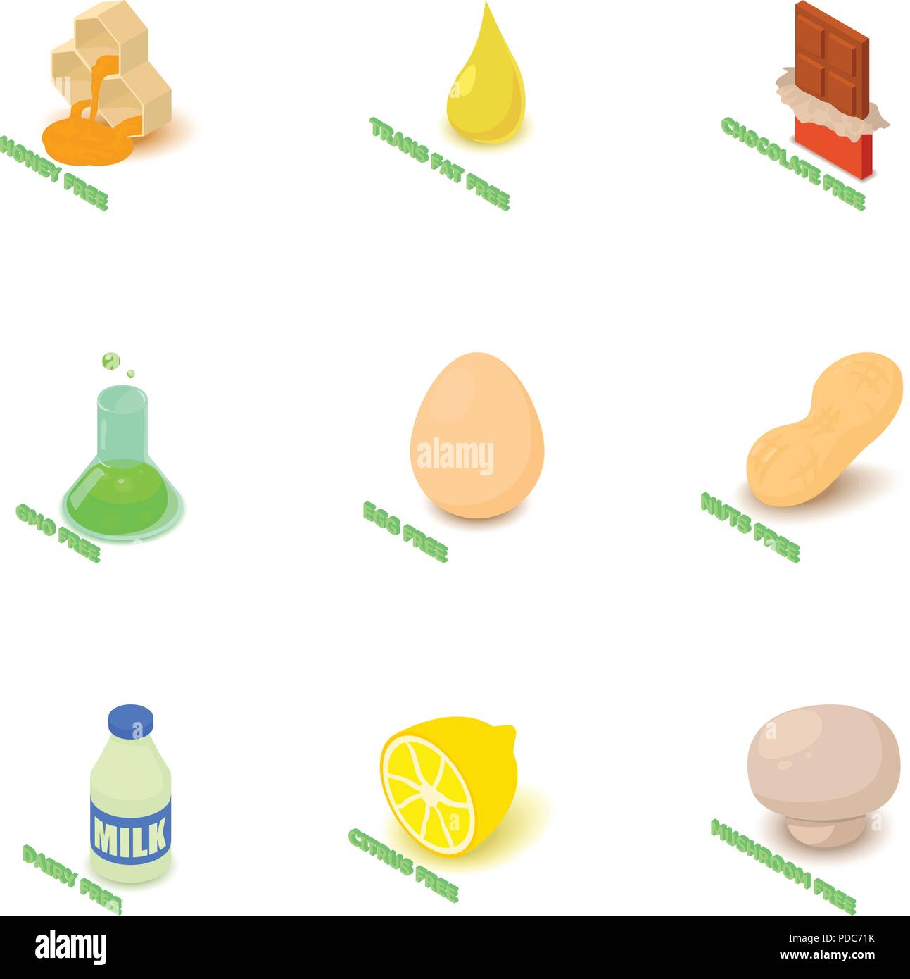 Intolerant icons set, isometric style Stock Vector