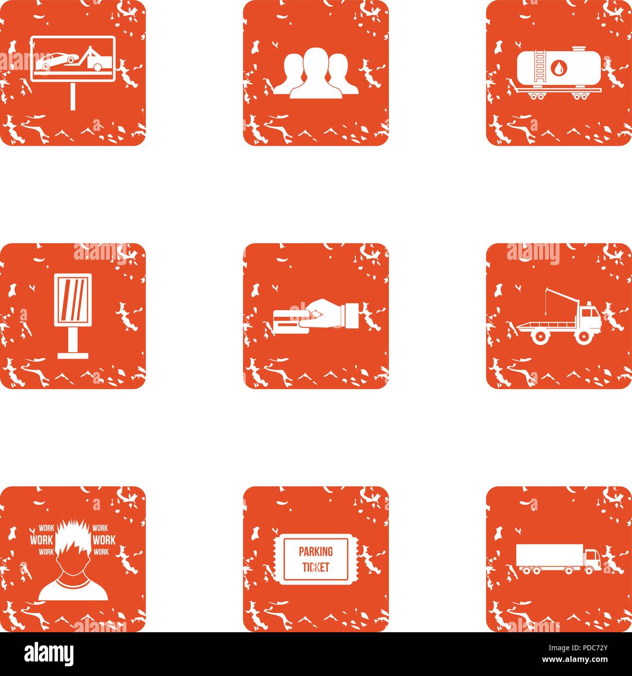 Import icons set, grunge style Stock Vector