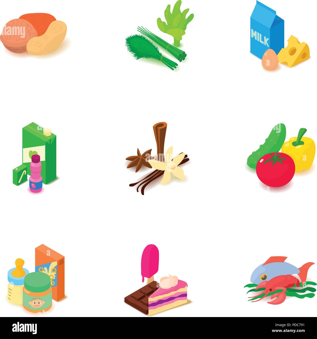 Appetite icons set, isometric style Stock Vector