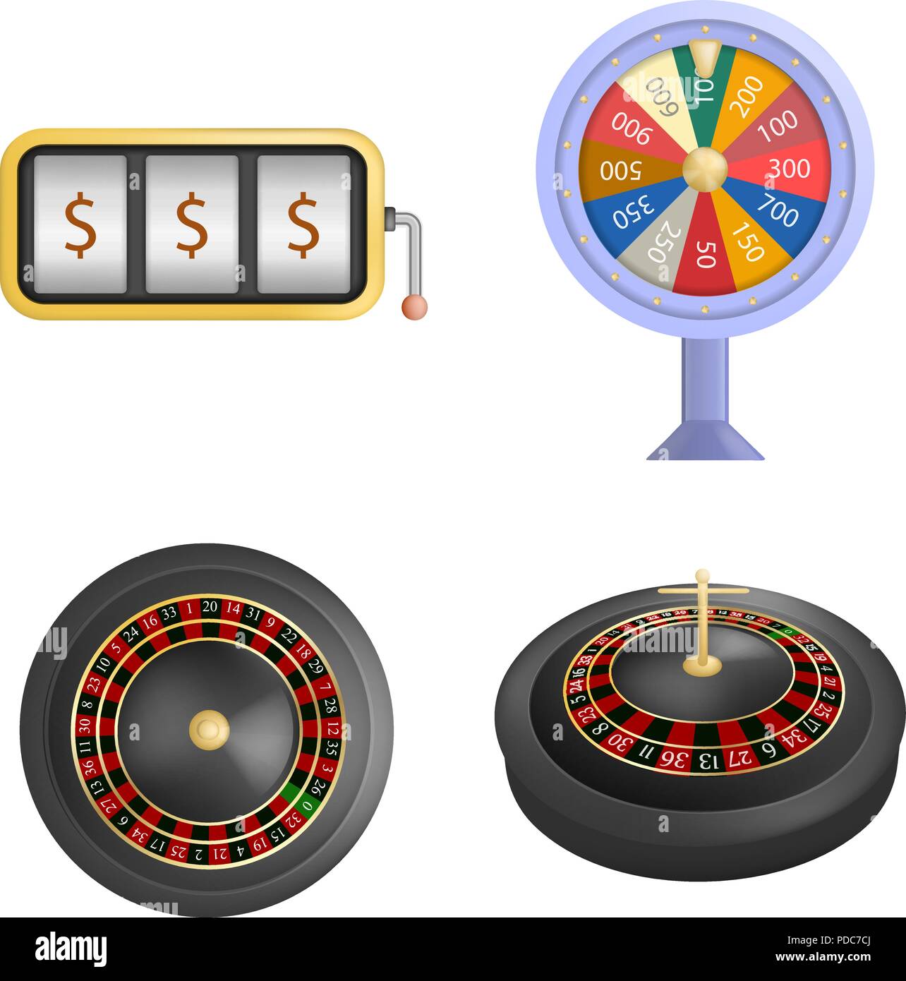 Roulette wheel spin mockup set, realistic style Stock Vector Image