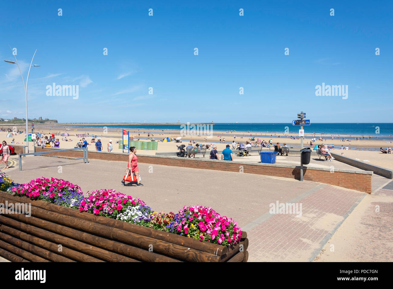 Beach promenade, Sandhaven Beach, South Shields, Tyne and Wear, England, United Kingdom Stock Photo