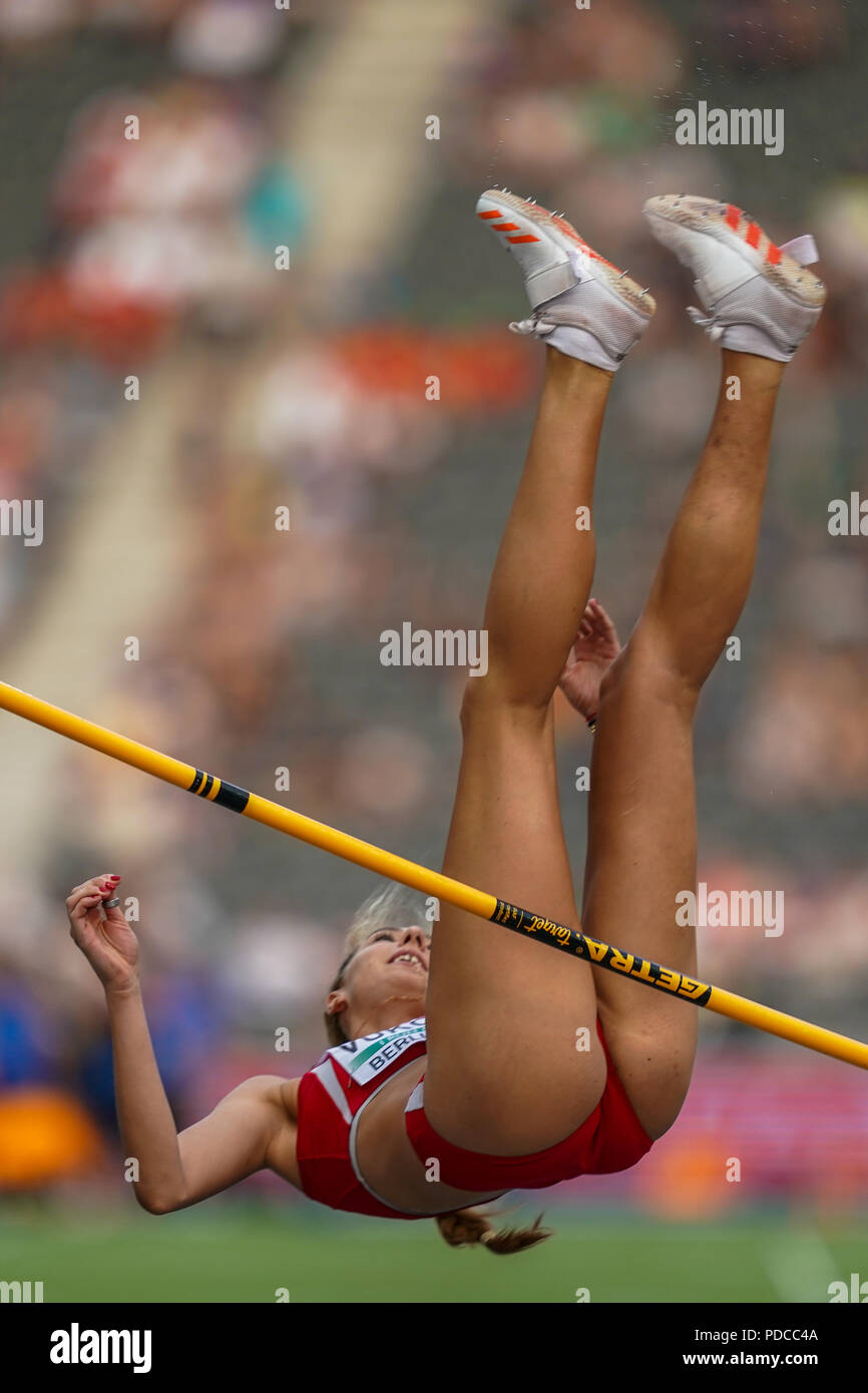 Berlin, Germany. August 8, 2018: Marija Vukovic of Montenegro during High jump qualification for women at the Olympic Stadium in Berlin at the European Athletics Championship. Ulrik Pedersen/CSM Credit: Cal Sport Media/Alamy Live News Stock Photo