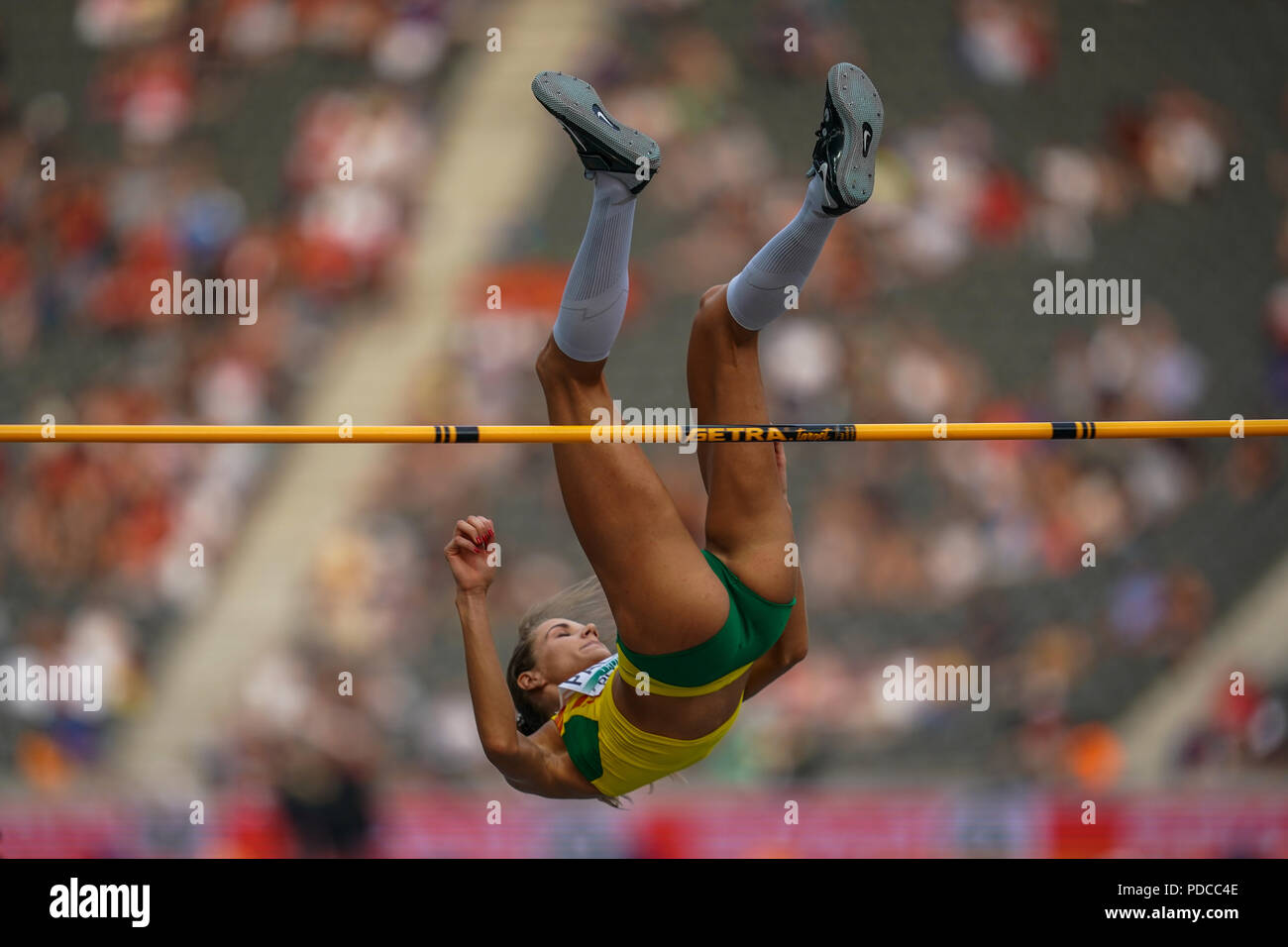 Berlin, Germany. August 8, 2018: Airine Palsyte of Lithuania during High jump qualification for women at the Olympic Stadium in Berlin at the European Athletics Championship. Ulrik Pedersen/CSM Credit: Cal Sport Media/Alamy Live News Stock Photo