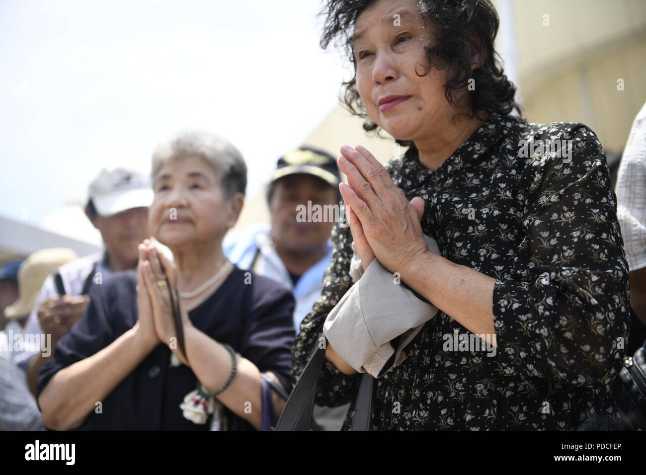 Nagasaki Japan August 9 Visitors Offer A Prayer For The Atomic Bomb Victims In Front Of The Nagasaki Peace Park In Nagasaki Southern Japan On August 9 18 Japan Marks