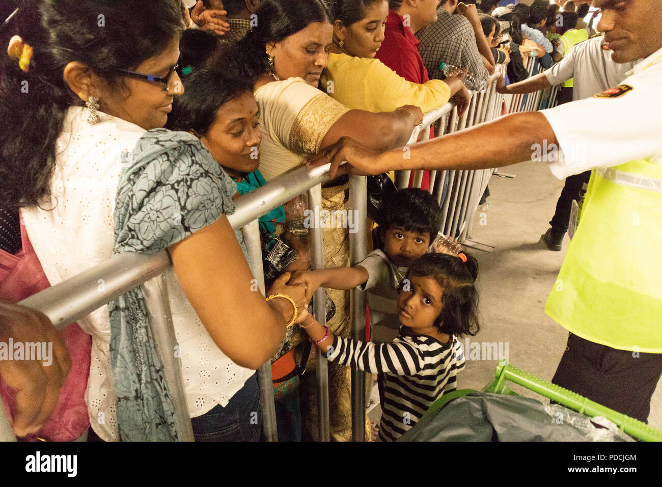Hyderabad,India. 09th August,2018.People wait in line to enter newly
