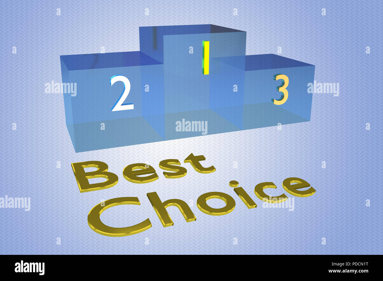3D illustration of Best Choice title with a podium as a background