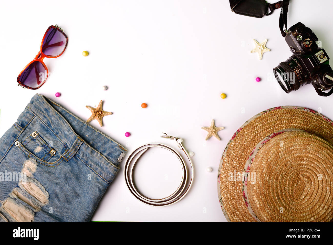 Beach accessory on white background Stock Photo Alamy