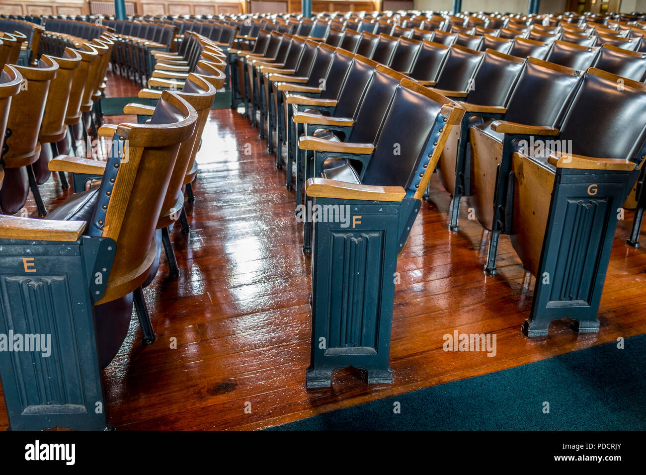 Rows of empty theatre seats Stock Photo