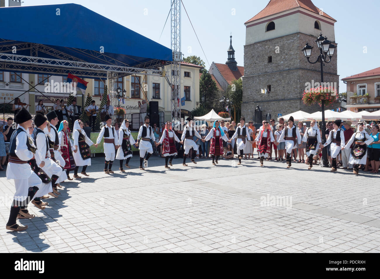 The 55th Beskidy Highlanders' Week of Culture  29.07- 06.08.2018 . Parade  through the streets of Żywiec in  Poland  04.08.2018 Stock Photo