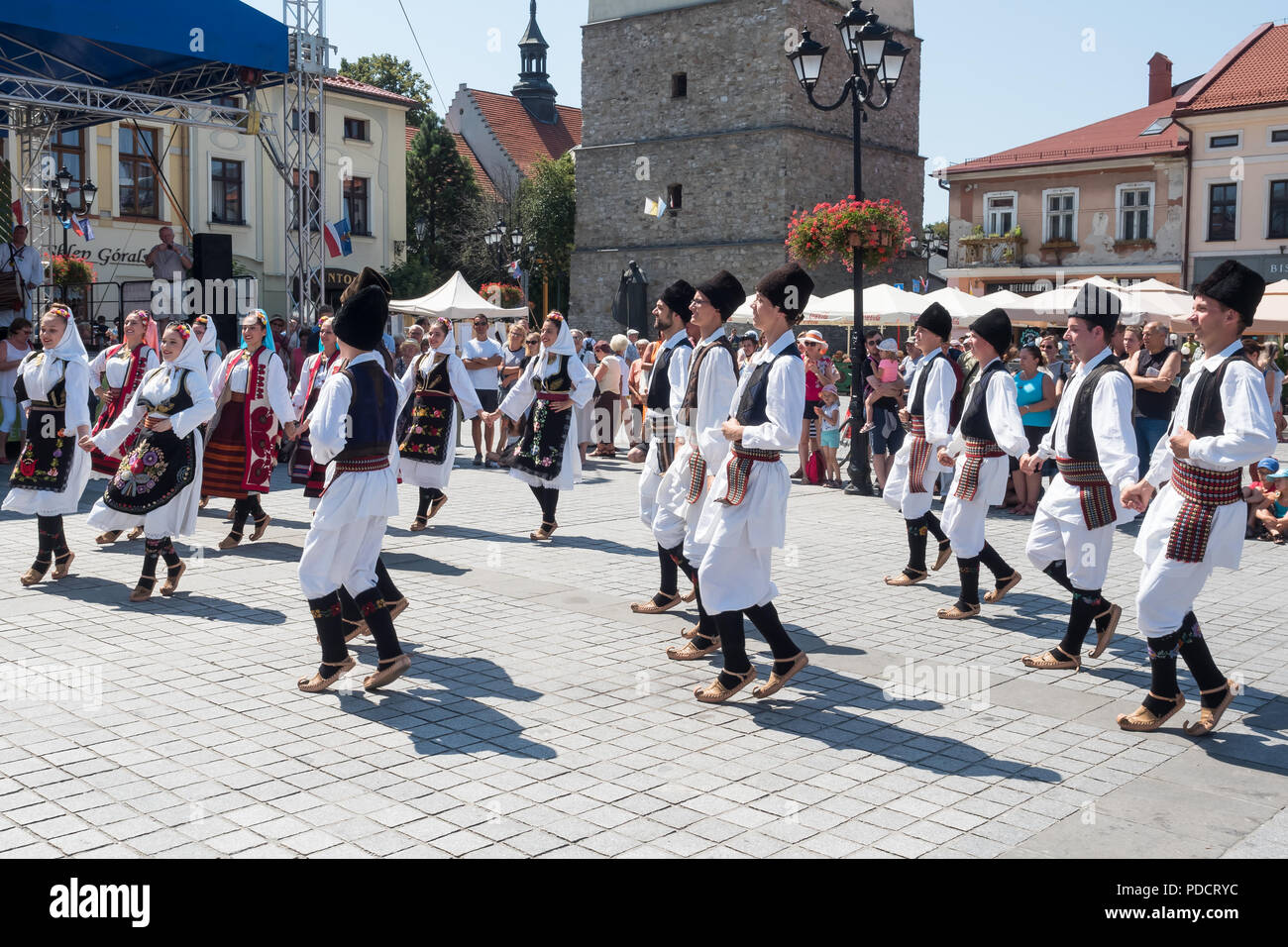The 55th Beskidy Highlanders' Week of Culture  29.07- 06.08.2018 . Parade  through the streets of Żywiec in  Poland  04.08.2018 Stock Photo