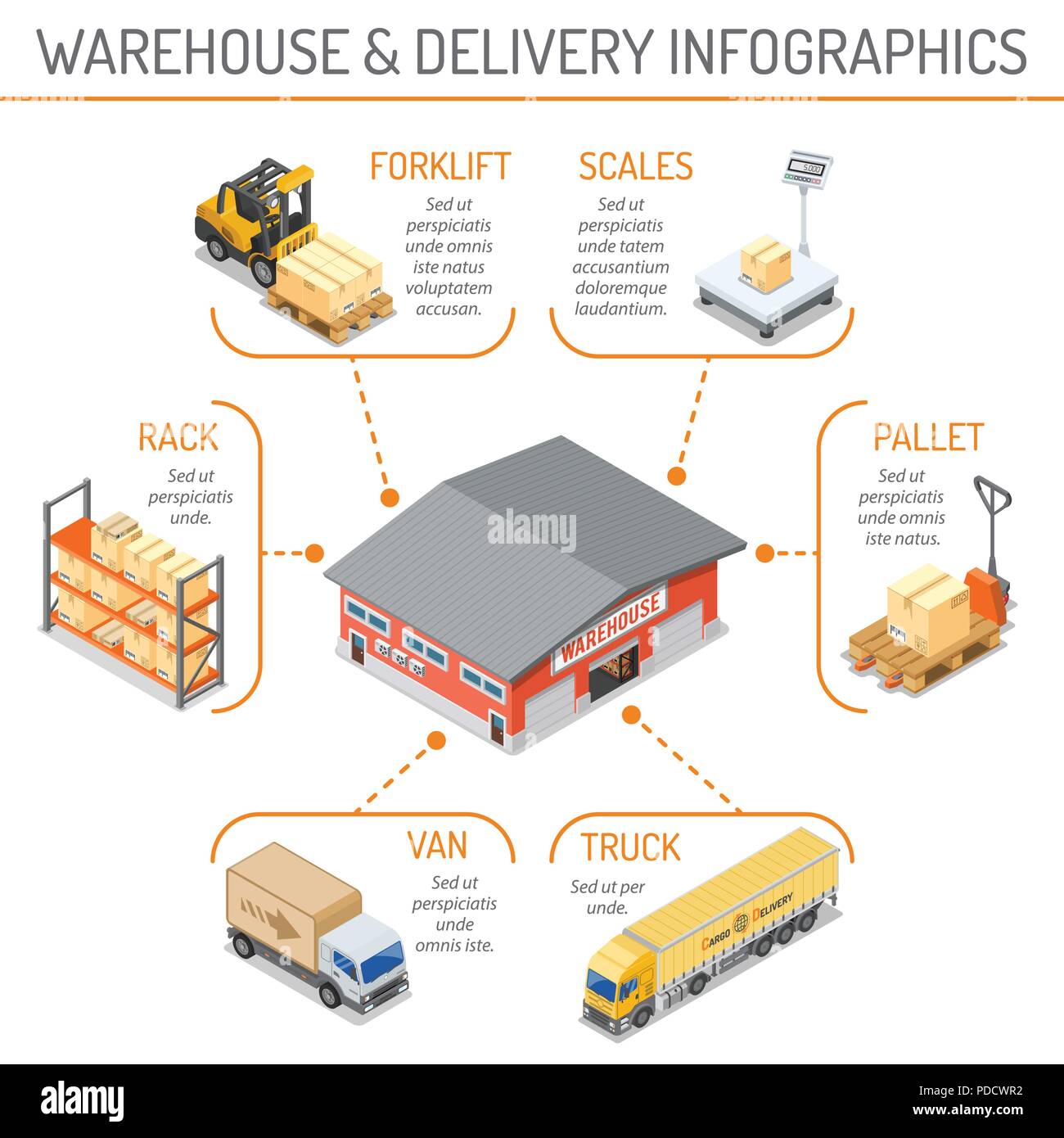 Warehouse Storage and Delivery Isometric Stock Vector