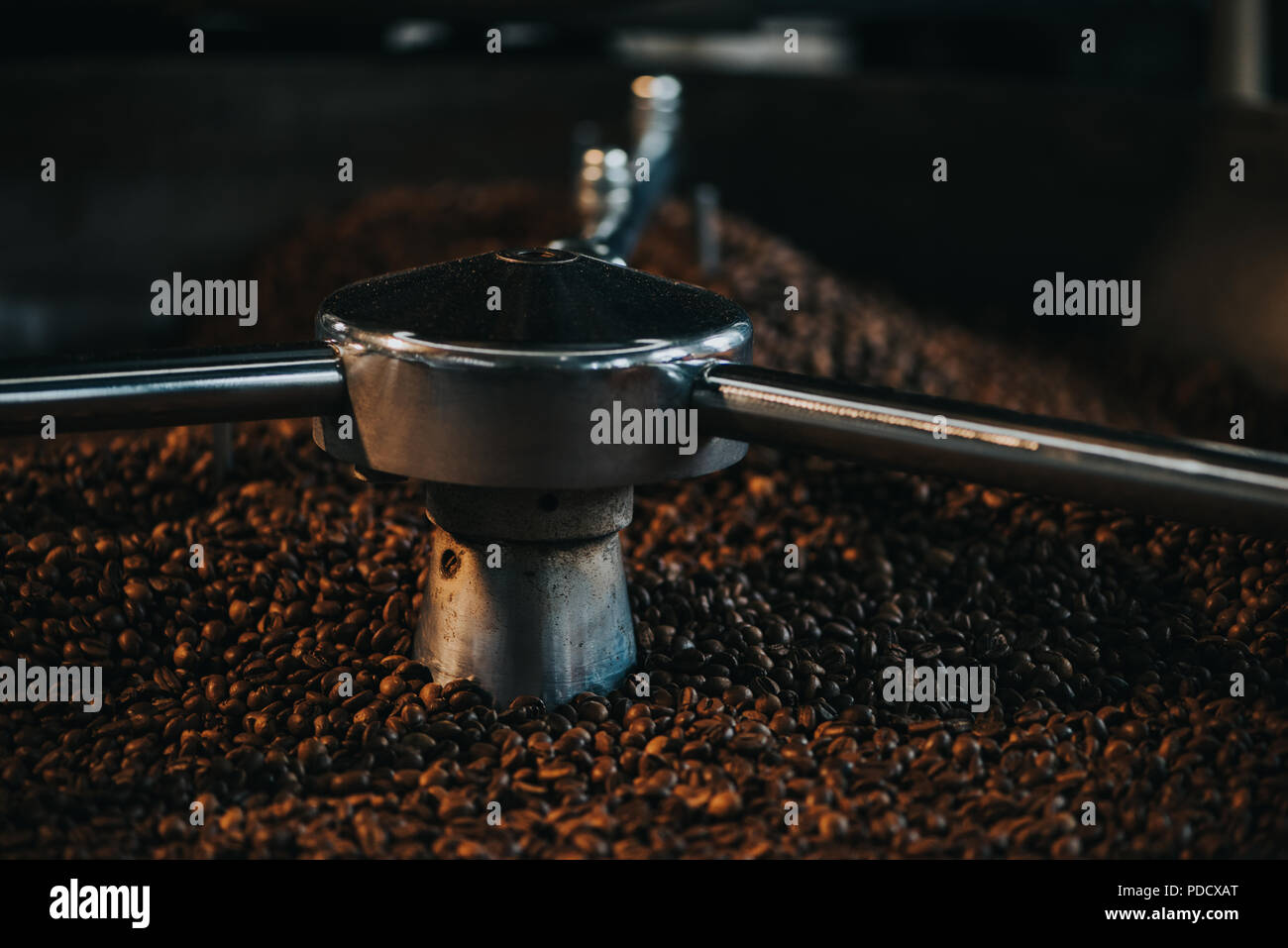 Traditional coffee roaster cooling of fresh roasted coffee beans Stock