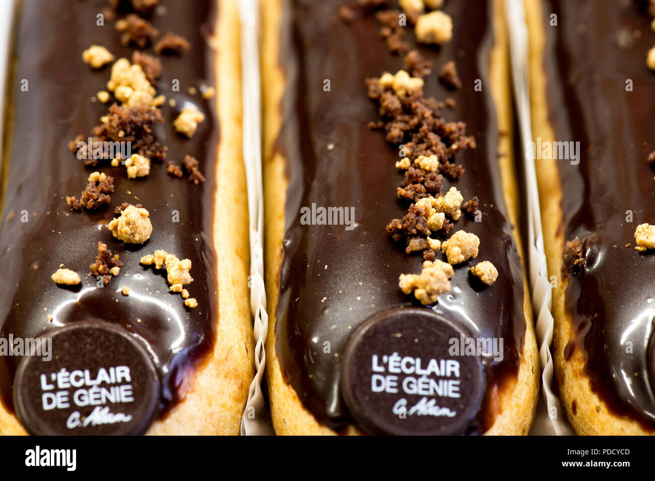 The colourful eclairs at L'Eclair de Genie in Paris, France Stock