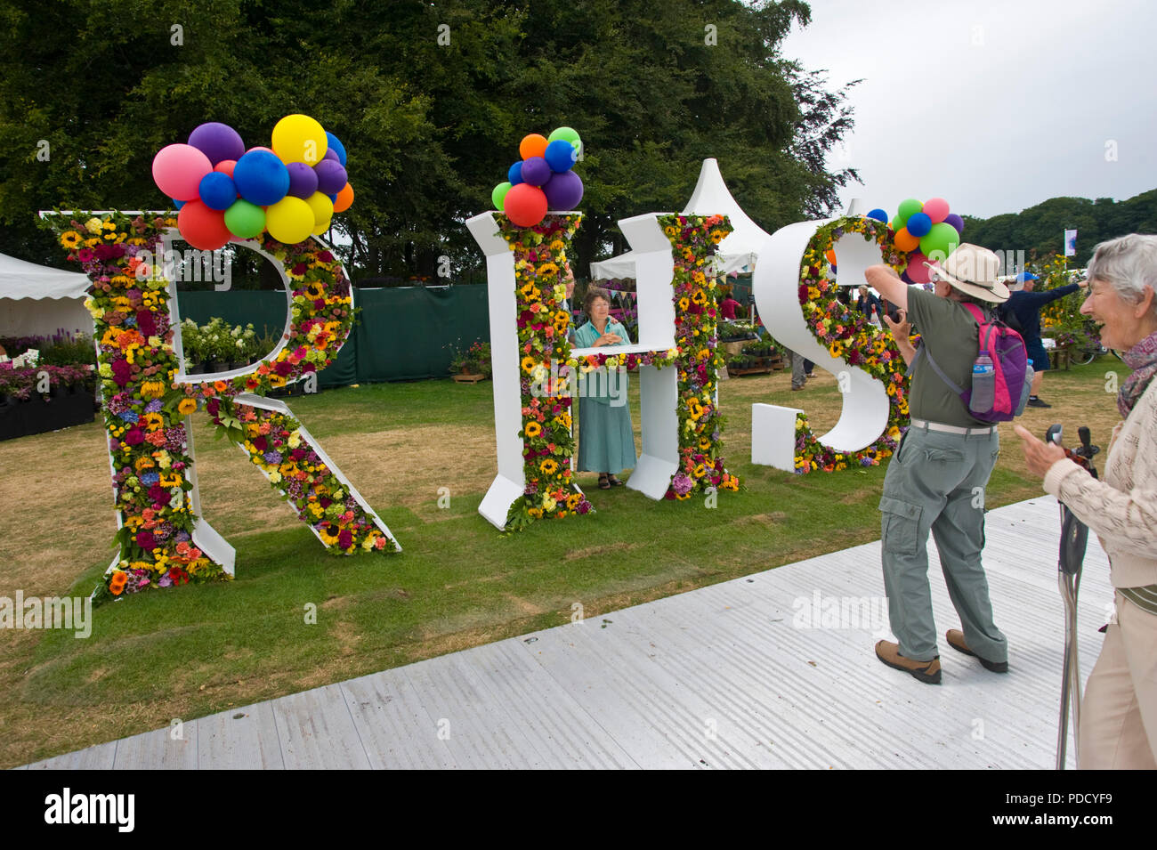 RHS sign display at RHS Tatton Park flower show Cheshire England UK Stock Photo