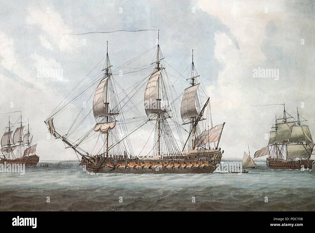 A 74-gun Ship in the Solent, Serres, Dominic, 1788 Stock Photo - Alamy