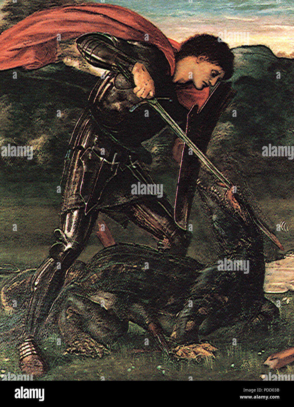 Saint George Kills the Dragon, Burne-Jones, Sir Edward Coley, 1893. Stock Photo