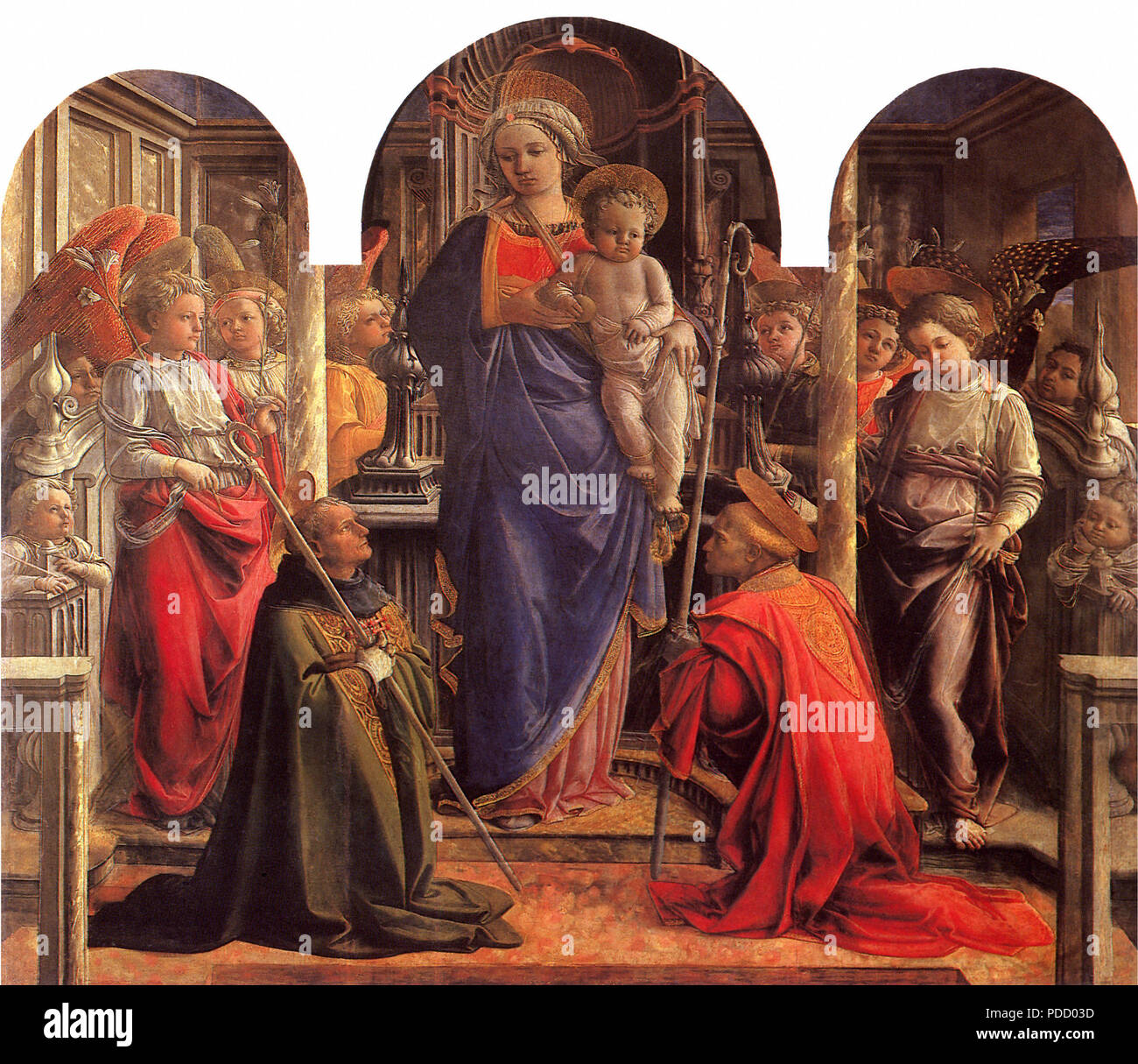 Virgin and Child Surrounded by Angels, Lippi, Fra Filippo di Tomaso, . Stock Photo