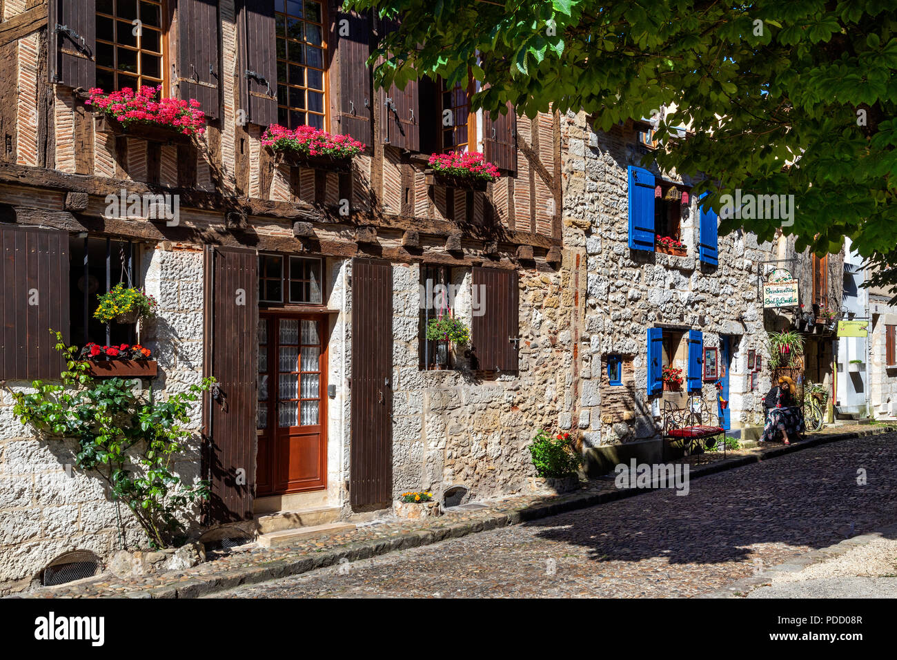 Picturesque old buildings in the town of Bergerac in the Dordogne department of the Nouvelle-Aquitaine in southwestern France. Stock Photo