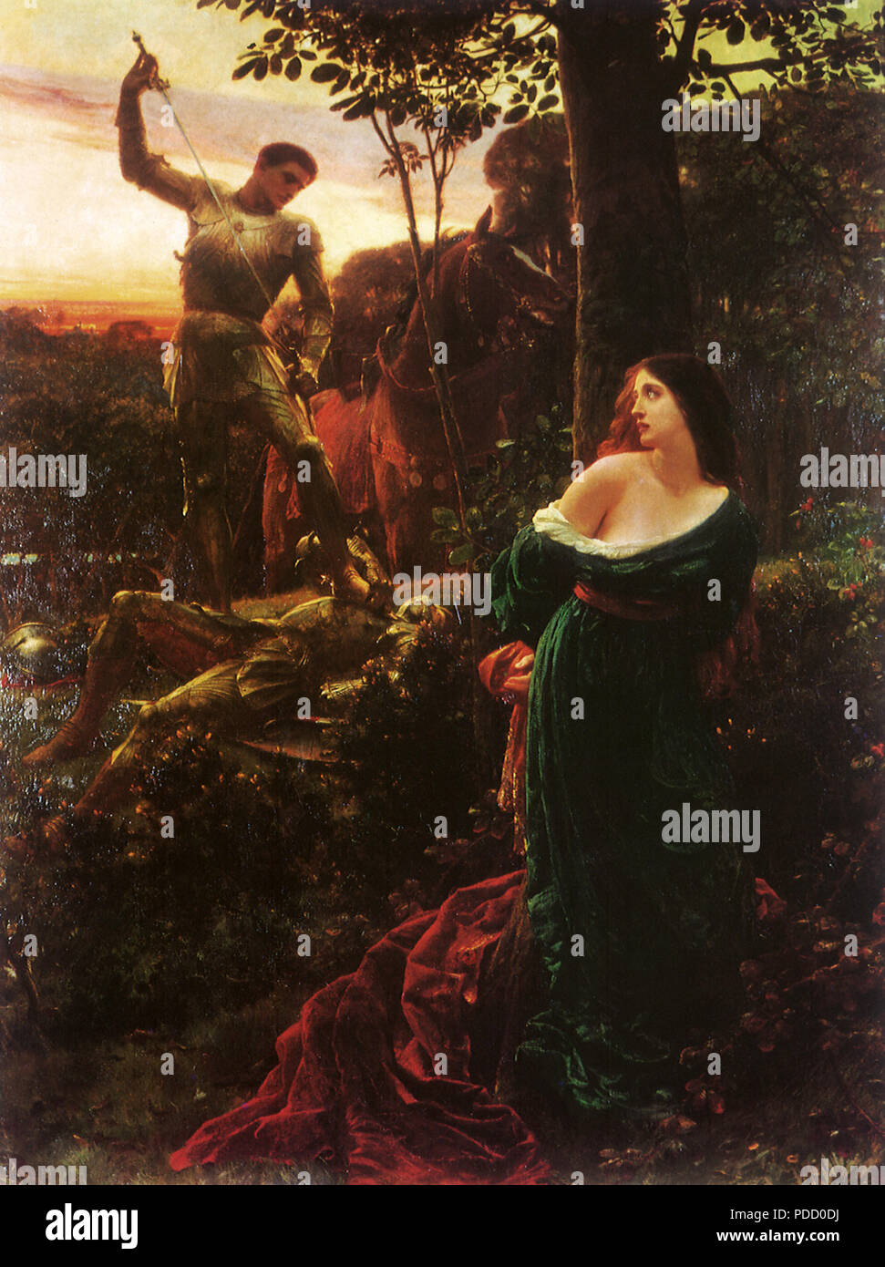 Chivalry, Dicksee, Sir Frank, 1885. Stock Photo