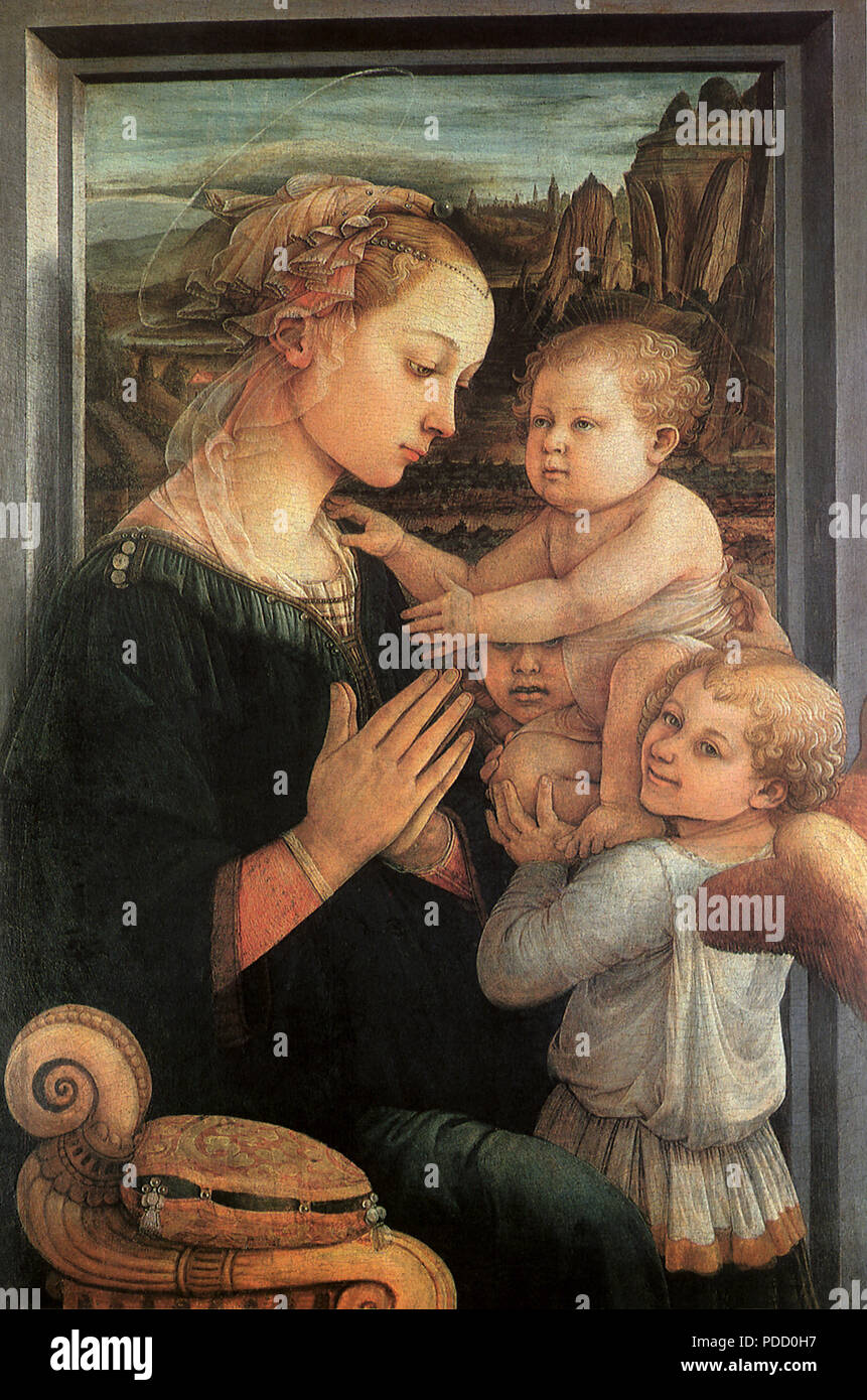 Madonna, Child, Angels, Lippi, Fra Filippo di Tomaso, . Stock Photo