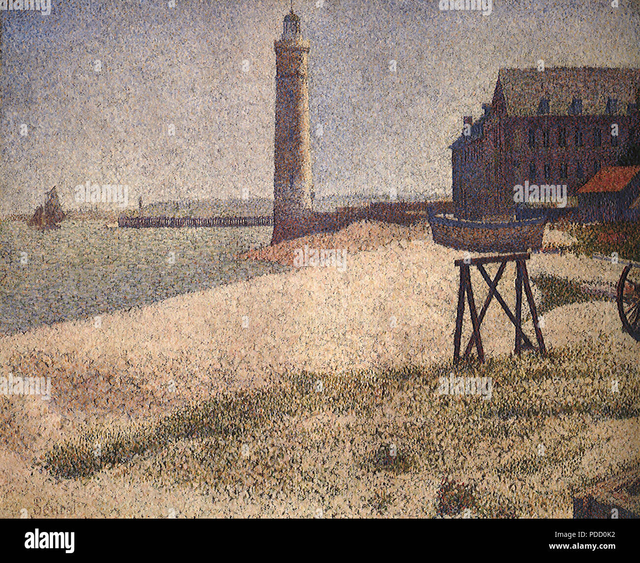 White Beach, Lighthouse, Seurat, Georges, 1886. Stock Photo