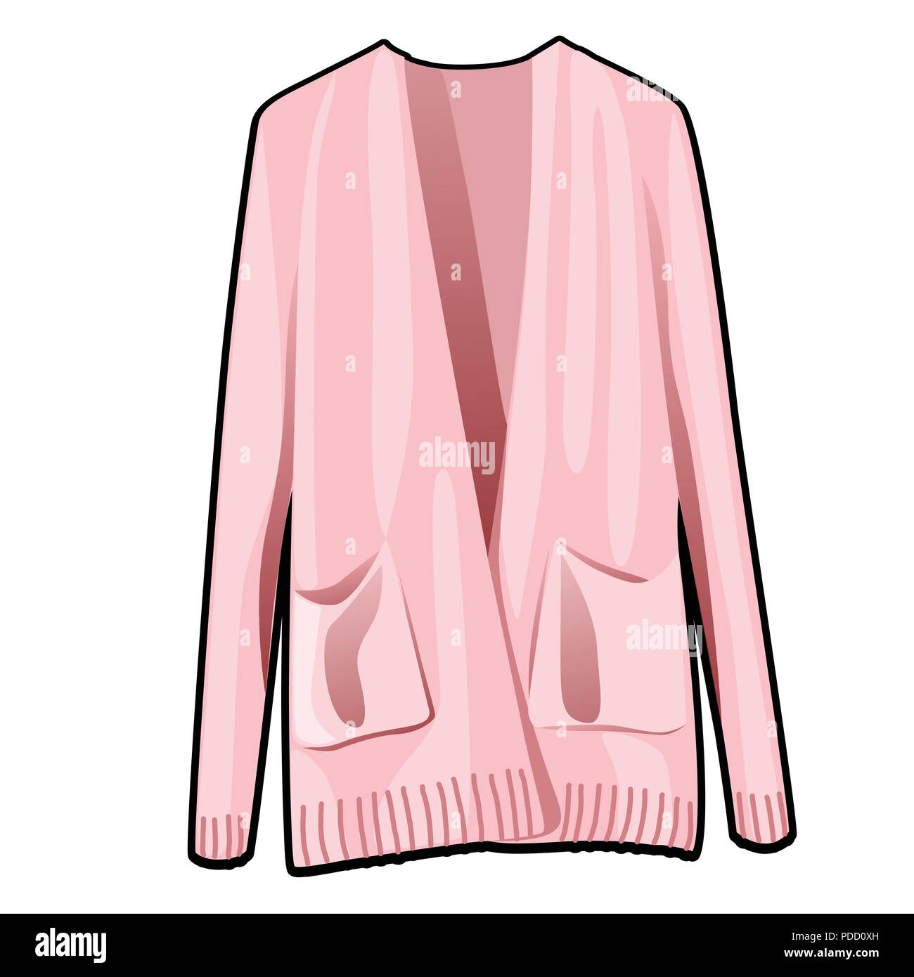 Pink womens jacket with pockets isolated on white background. Vector