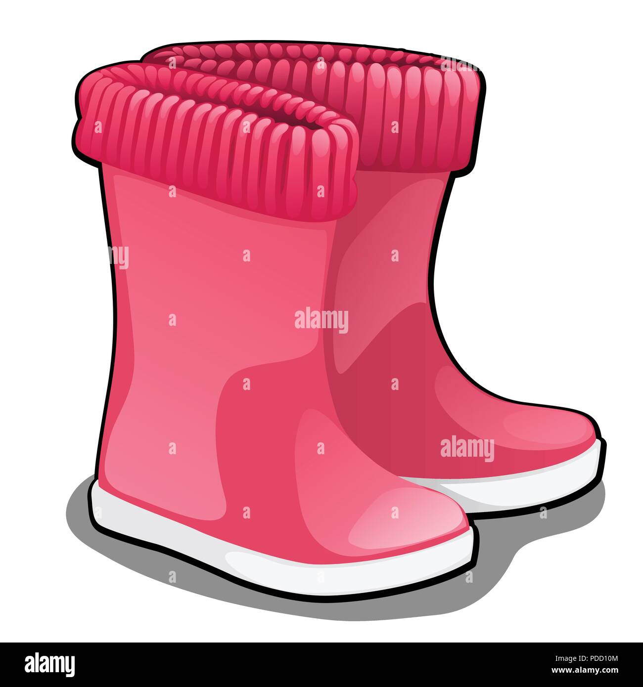 Stylish pink rubber boots or wellingtons isolated on white background.  Vector cartoon close-up illustration Stock Vector Image & Art - Alamy