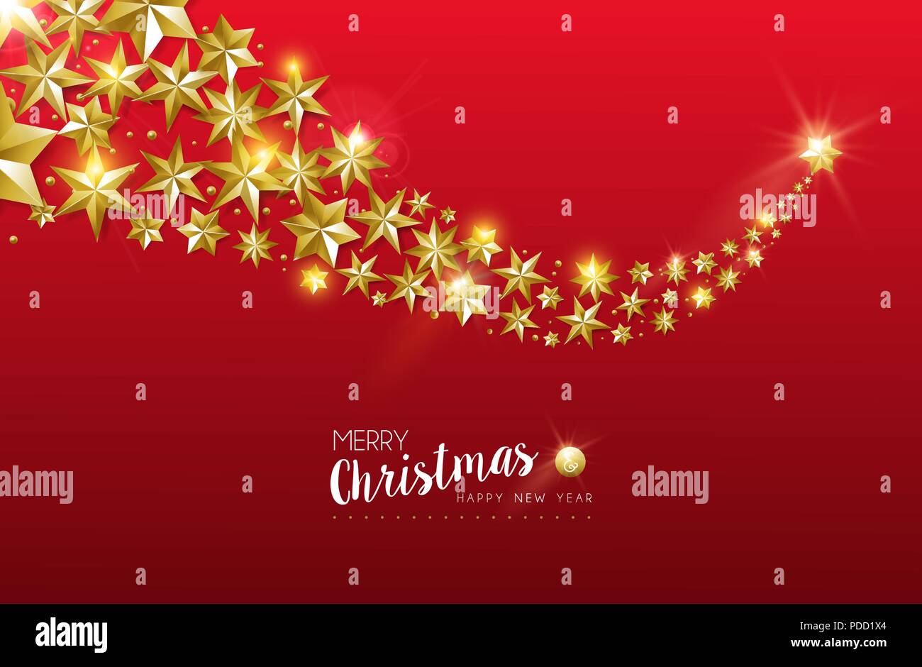 Merry Christmas and Happy New Year luxury gold star decoration design