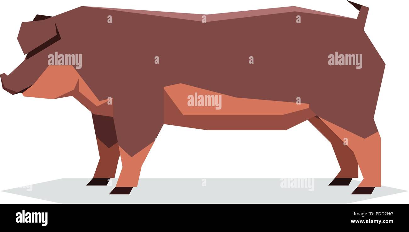 Flat geometric Duroc pig Stock Vector