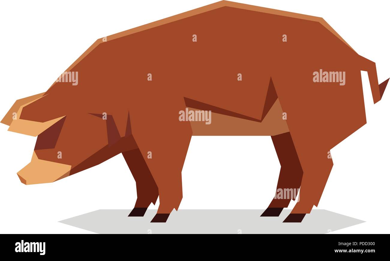 Flat geometric Red Wattle pig Stock Vector