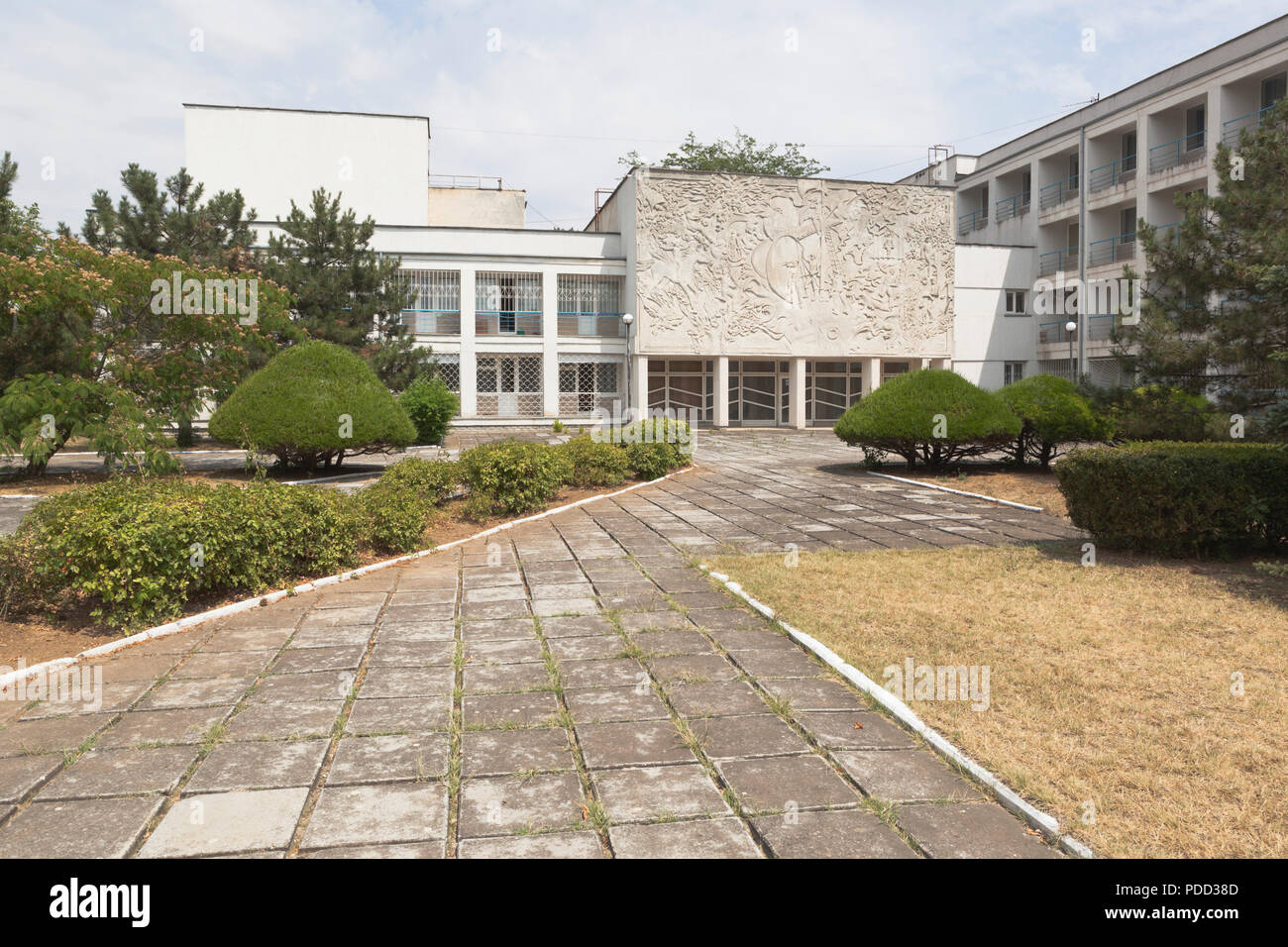 Evpatoria, Crimea, Russia - June 29, 2018: The building of the Russian sanatorium-rehabilitation center for orphans and children left without parental Stock Photo