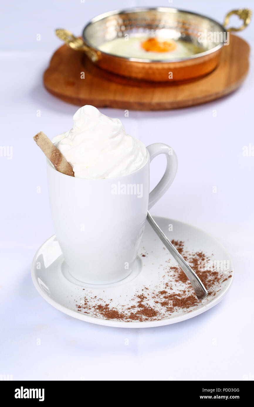 Cup of espresso with milky Stock Photo - Alamy