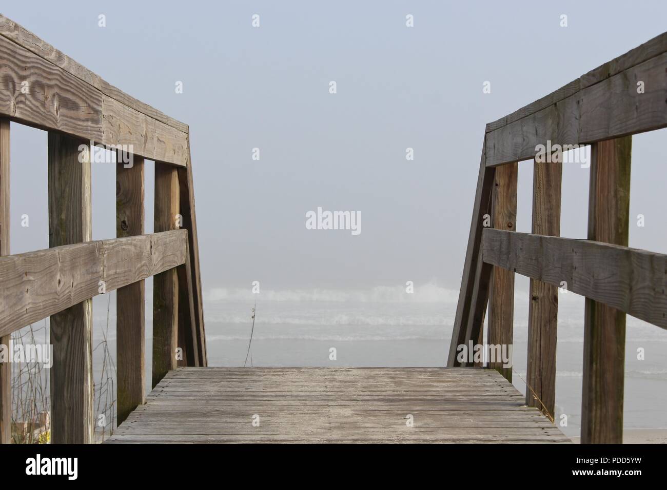 Wooden walkway onto Carolina Beach, North Carolina Stock Photo