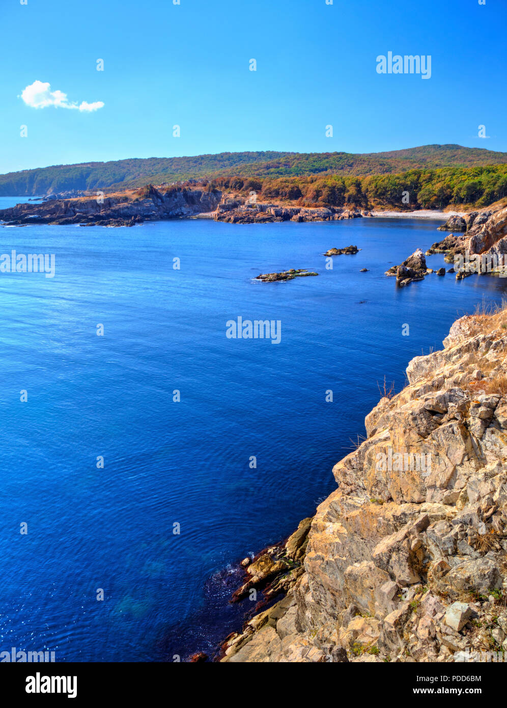 Beautiful landscape on rocky shore Stock Photo - Alamy