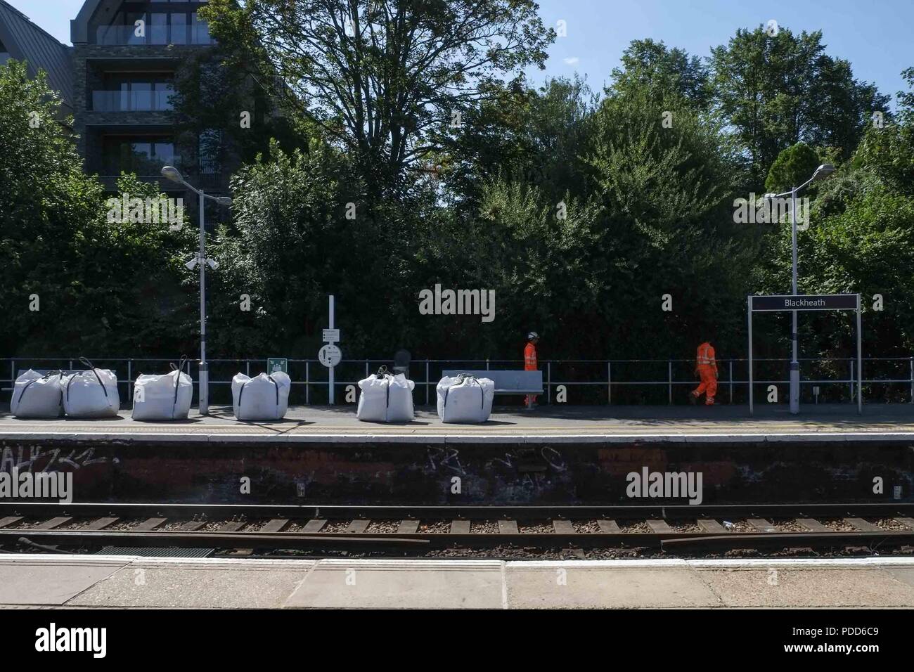 Engineers on the platform at Blackheath train station in South East