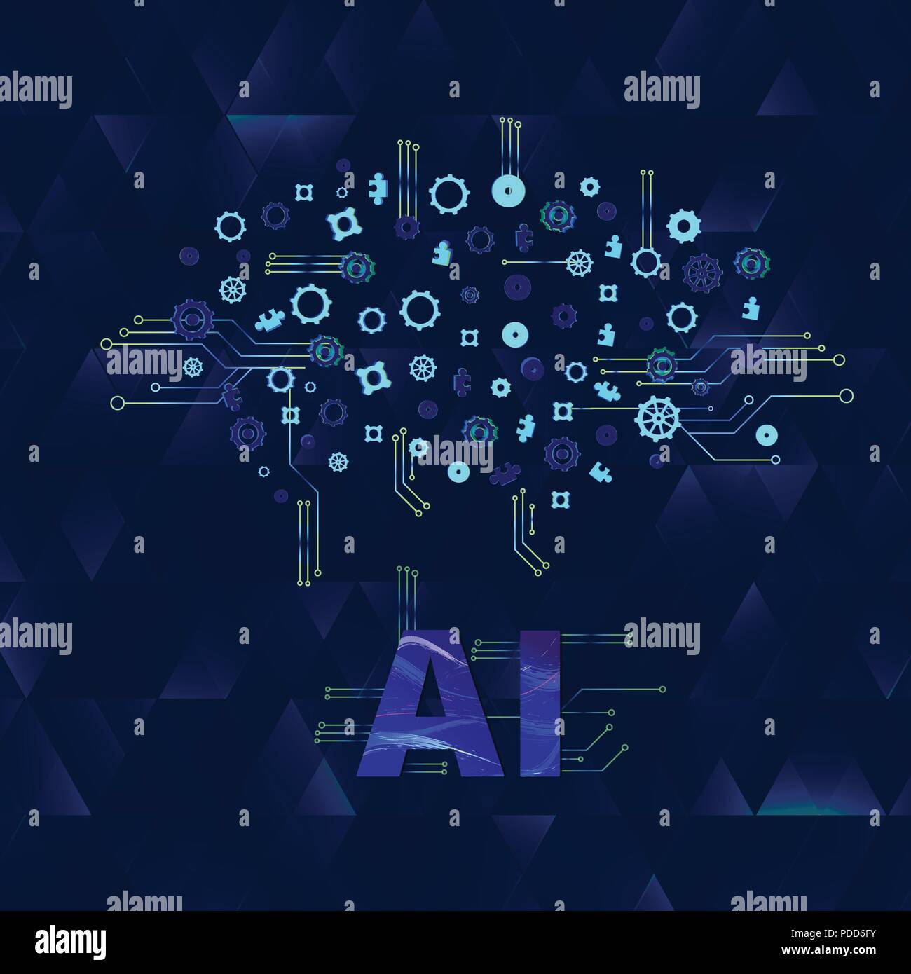 Artificial Intelligence banner with decoration. AI concept. Vector illustration. Stock Vector