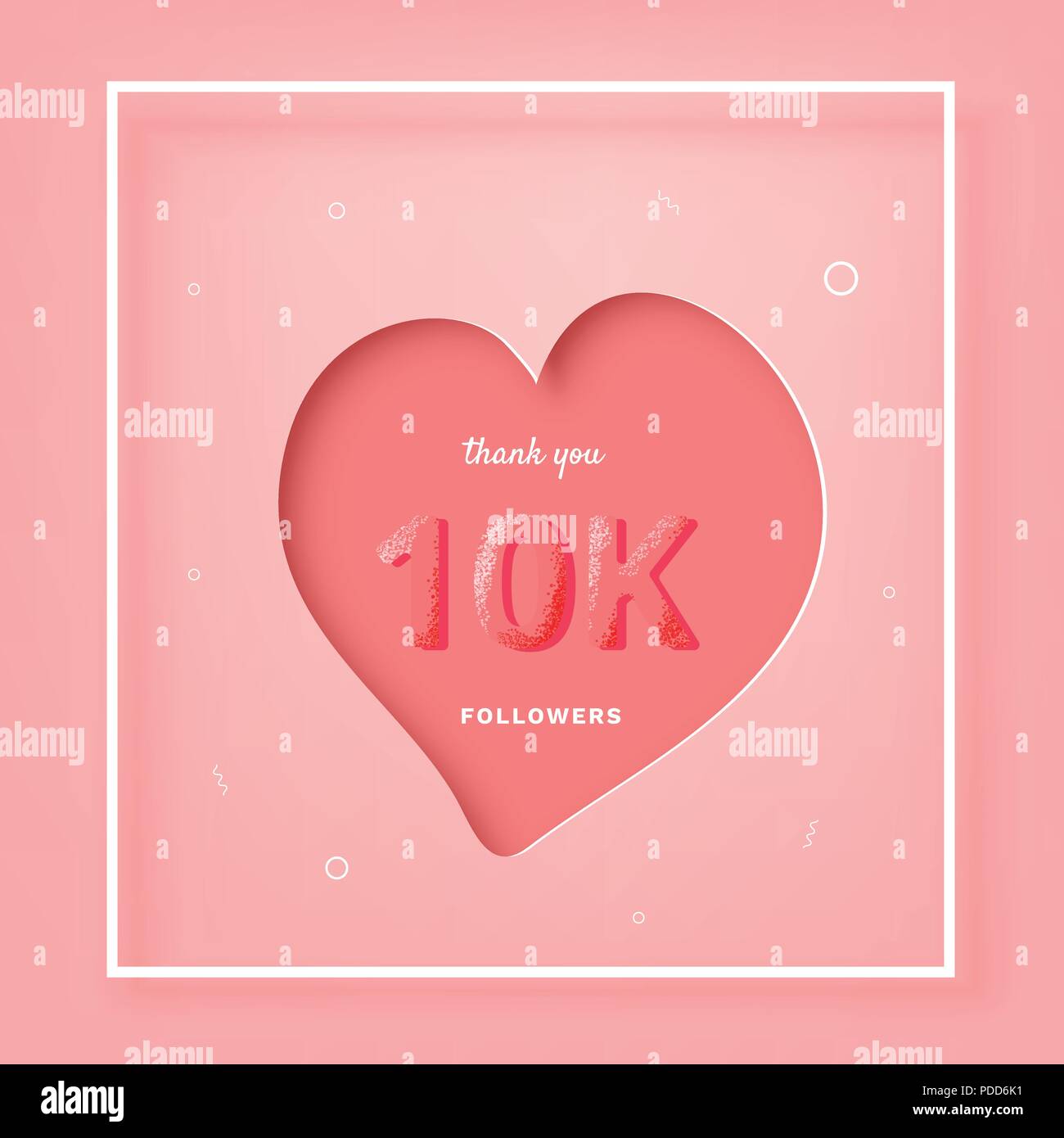 10K followers thank you post with heart shape, frame and decoration ...
