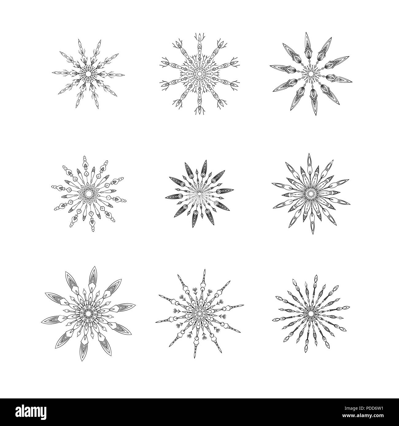 Snowflakes collection isolated on white background. Set of decorative ...