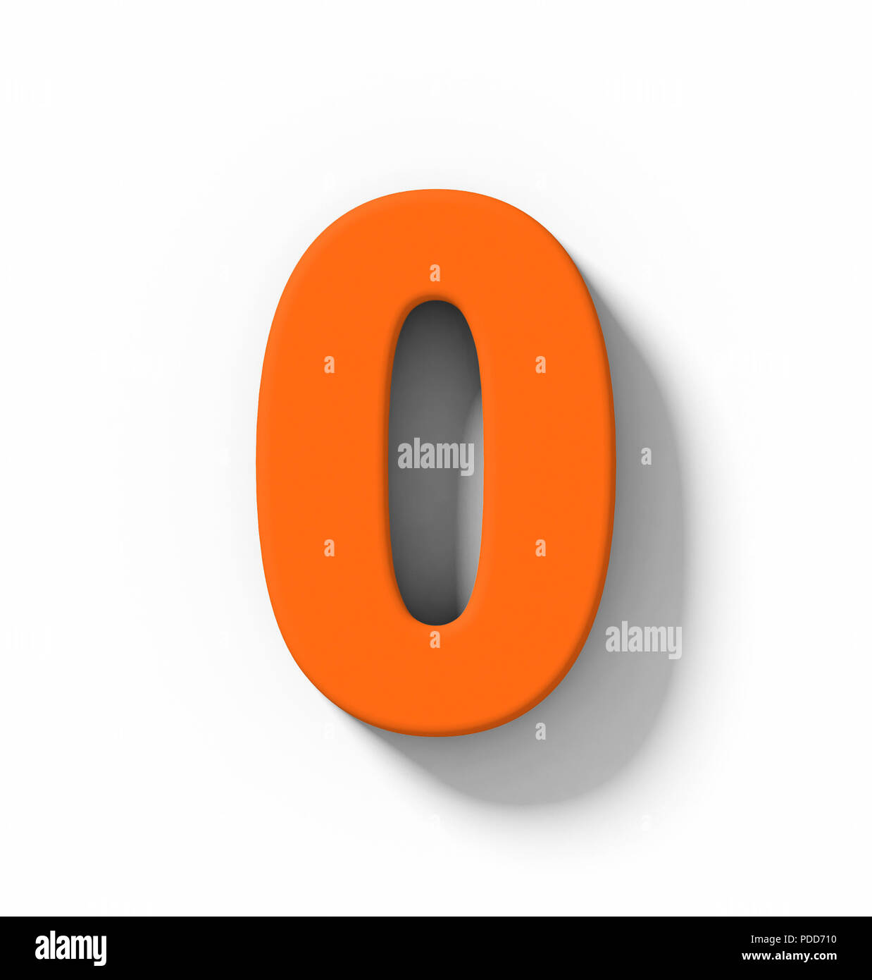 number 0 3D orange isolated on white with shadow - orthogonal ...
