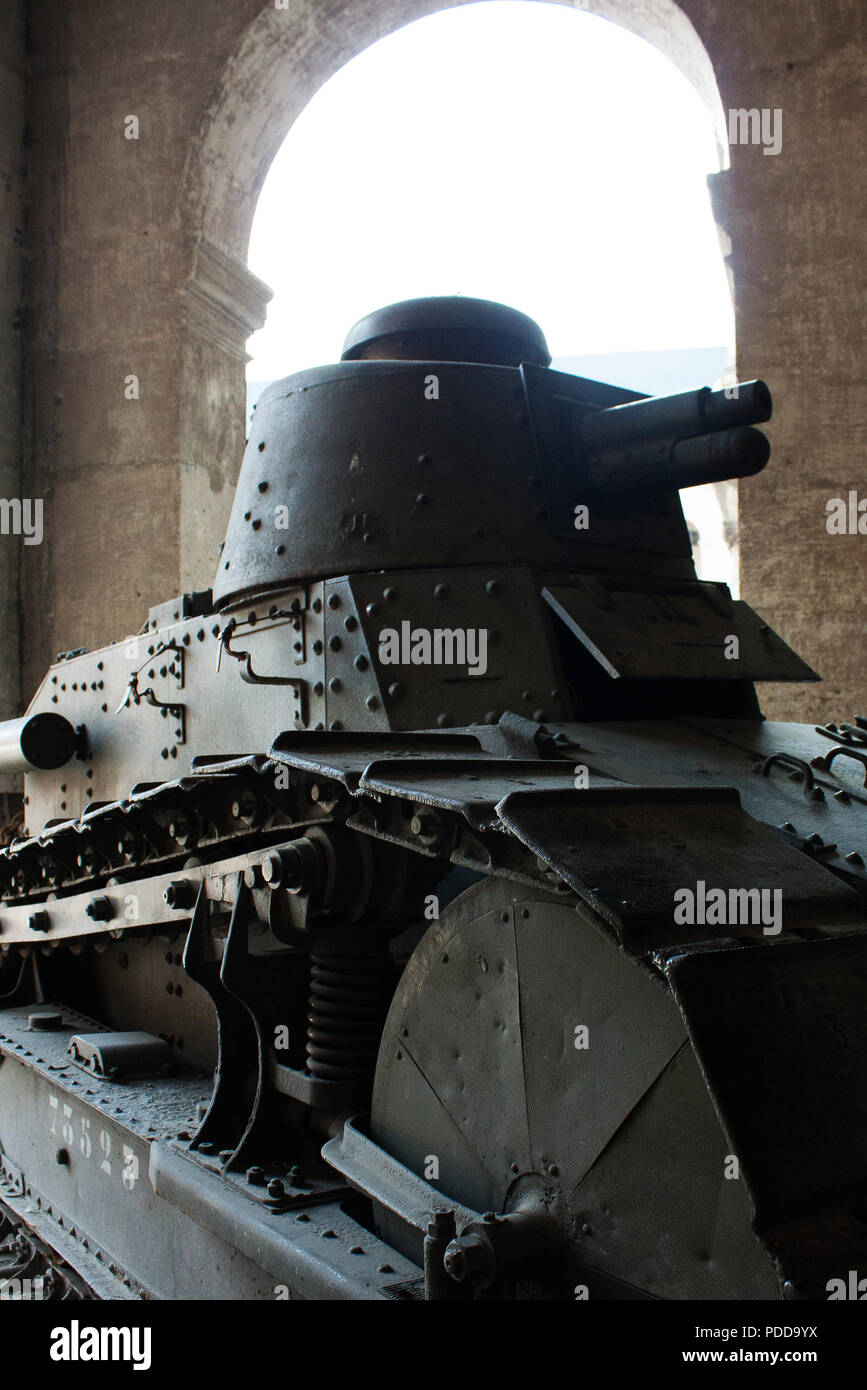 World War I tank in the Musée d'histoire contemporaine, Les Invalides, Paris Stock Photo