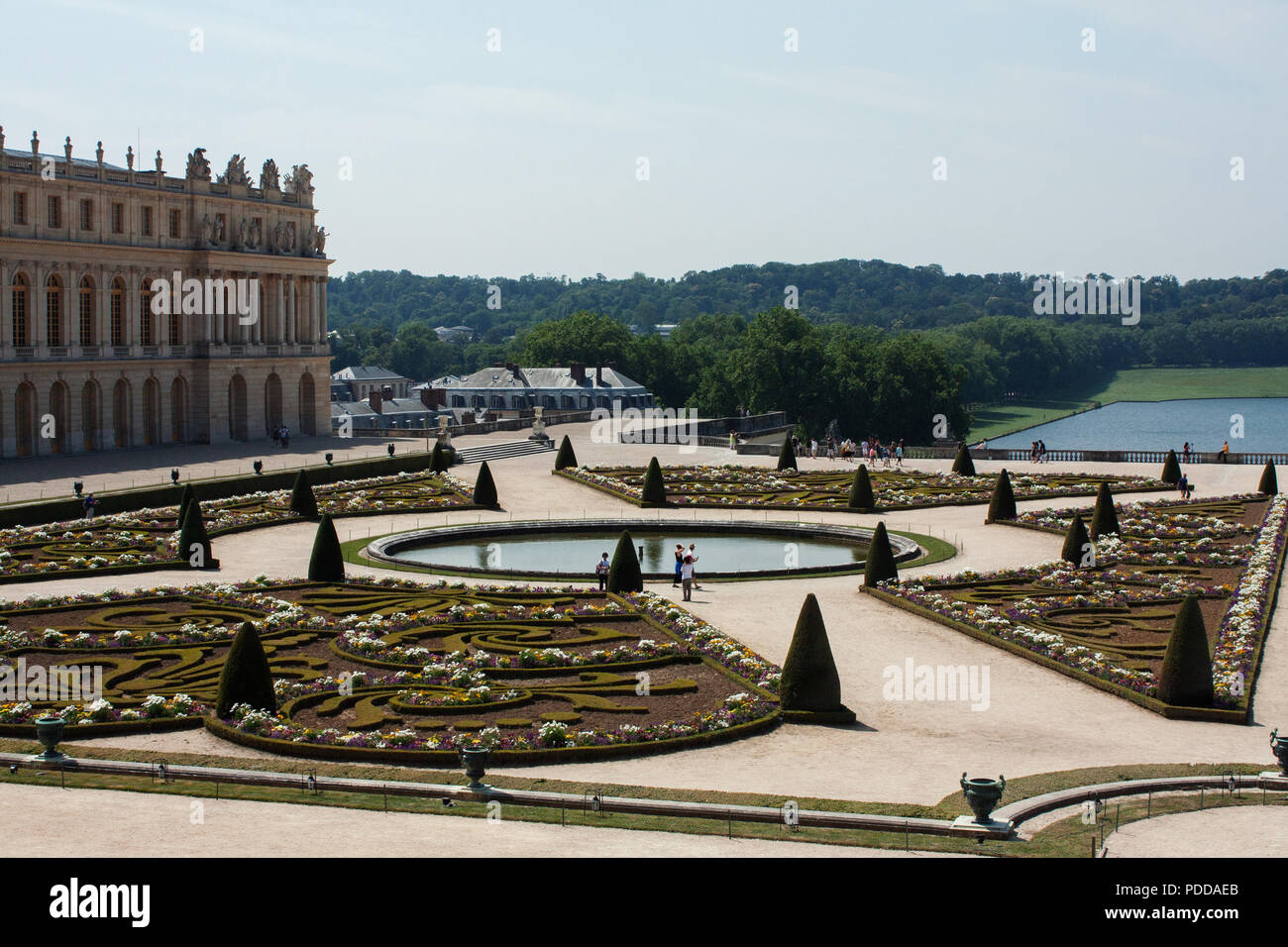 Palace of Versailles landscaping in the gardens in progress, summer
