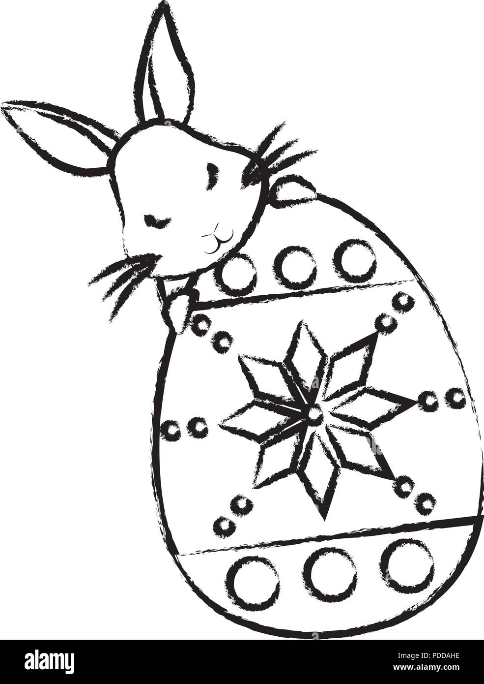 easter egg and cute rabbit over white background, vector illustration ...