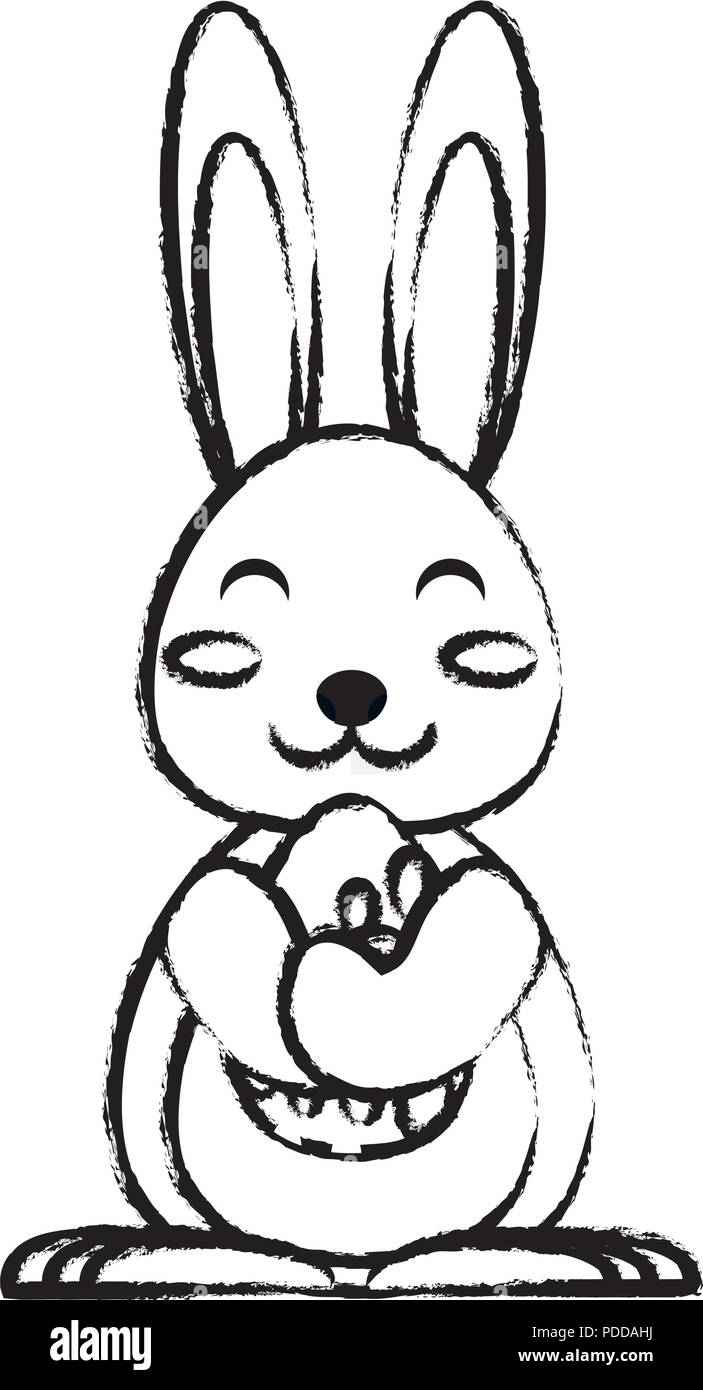 cute rabbit hugging a easter egg over white background, vector ...