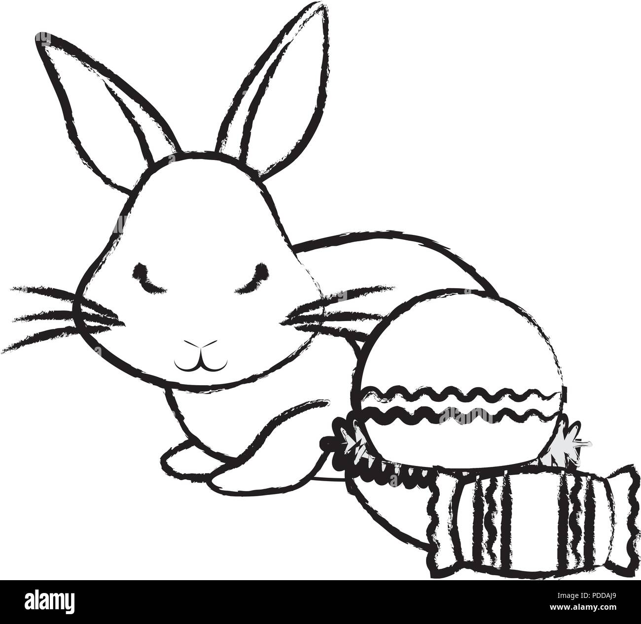 happy easter design with cute rabbit and chocolate candies over white ...
