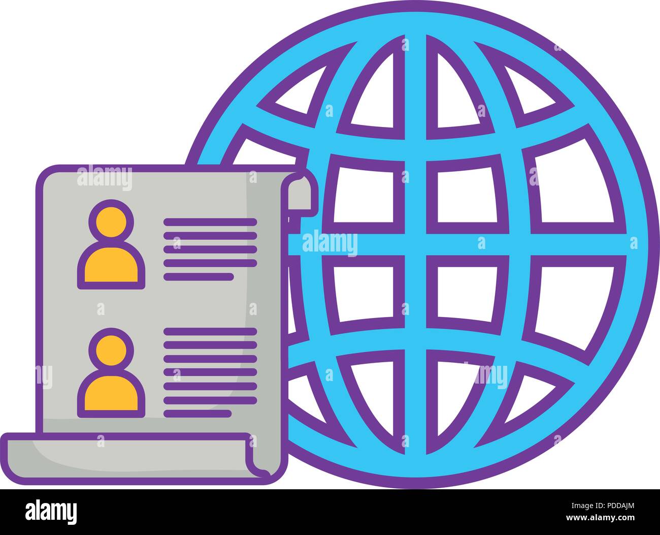 global sphere and document over white background, vector illustration ...